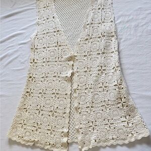 Elegant Cream Crochet Women's Blouse